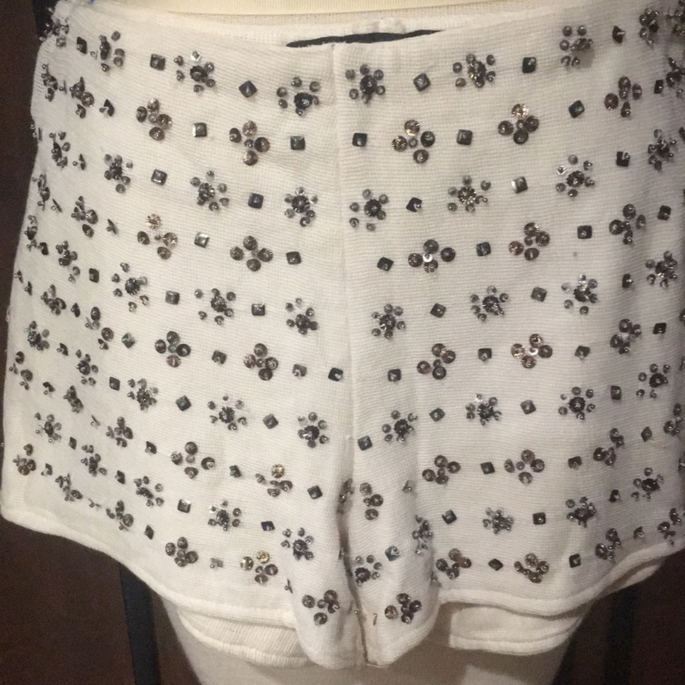Beaded linen shorts